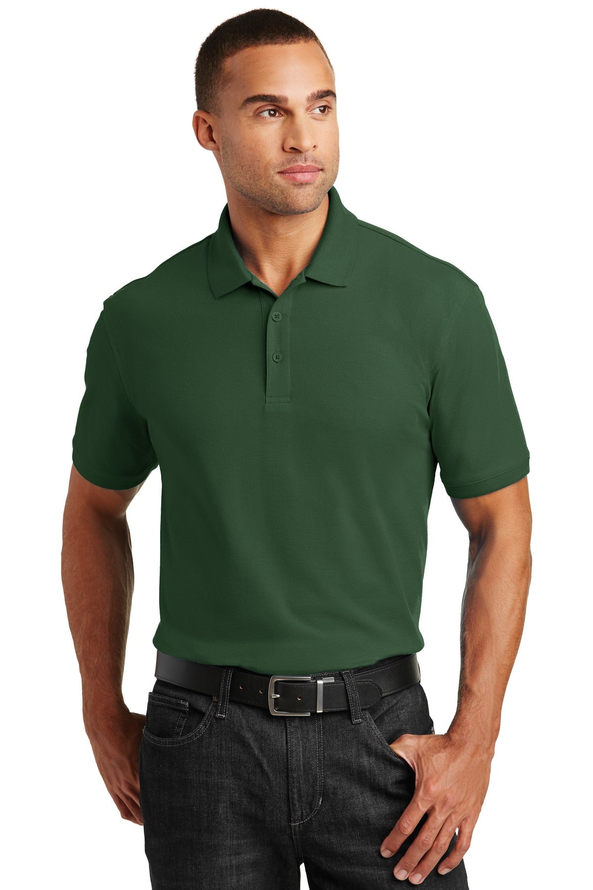Custom Deep Forest Green Core Classic Pique Polo K100, personalized by SanCanDo Swag in Argyle, TX