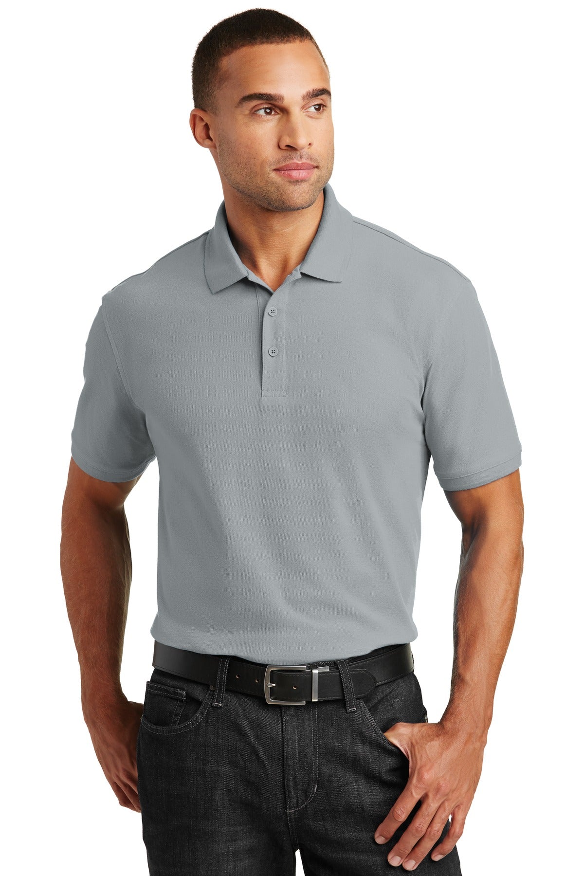 Custom Gusty Grey Core Classic Pique Polo K100, personalized by SanCanDo Swag in Argyle, TX