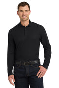 Custom Deep Black Long Sleeve Core Classic Pique Polo K100LS, personalized by SanCanDo Swag in Argyle, TX