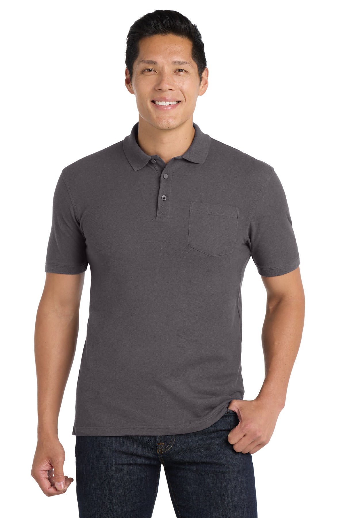 Custom Graphite Core Classic Pique Pocket Polo K100P, personalized by SanCanDo Swag in Argyle, TX