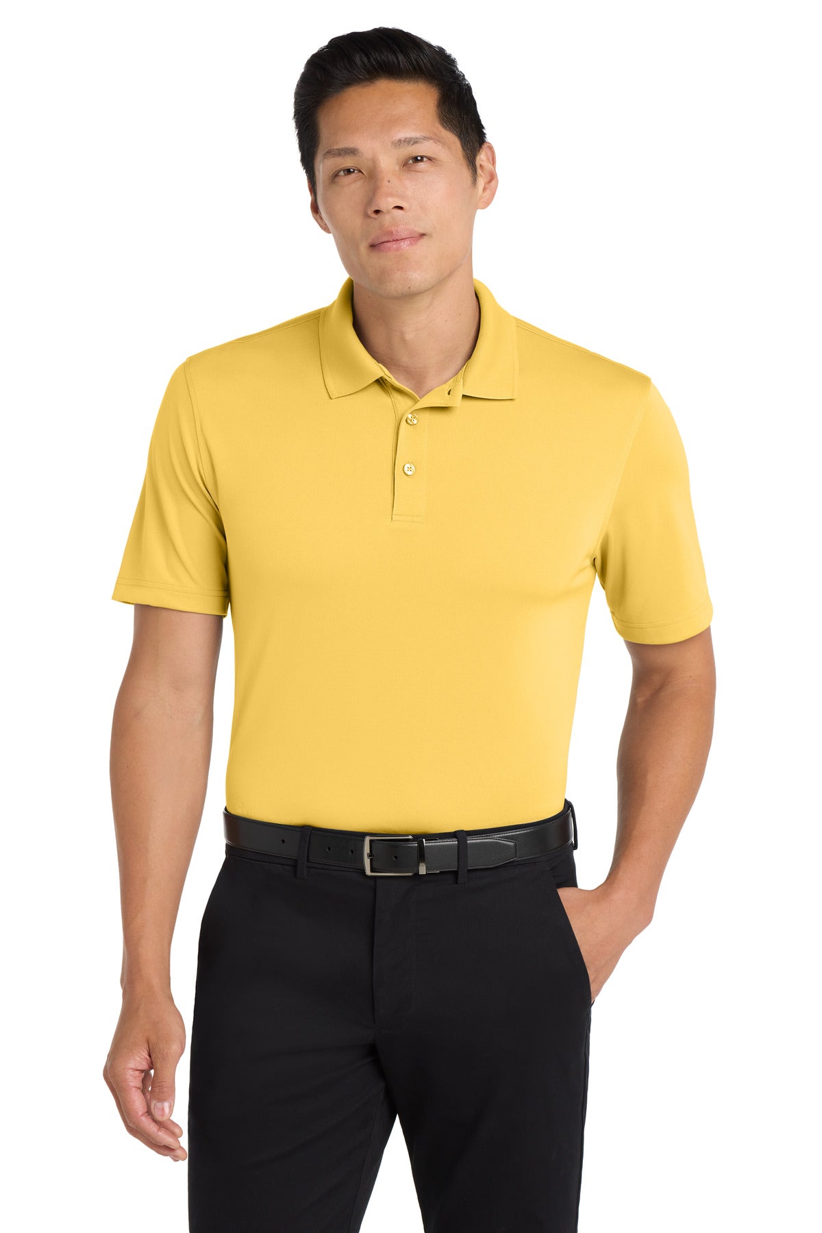 Custom Sunburst Yellow Dry Zone UV Micro-Mesh Polo K110, personalized by SanCanDo Swag in Argyle, TX