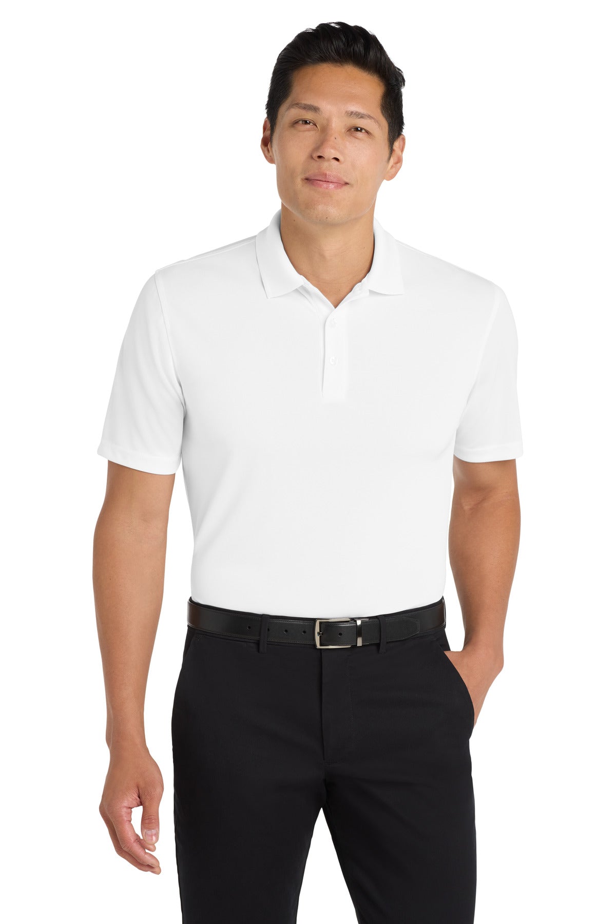 Custom White Dry Zone UV Micro-Mesh Polo K110, personalized by SanCanDo Swag in Argyle, TX