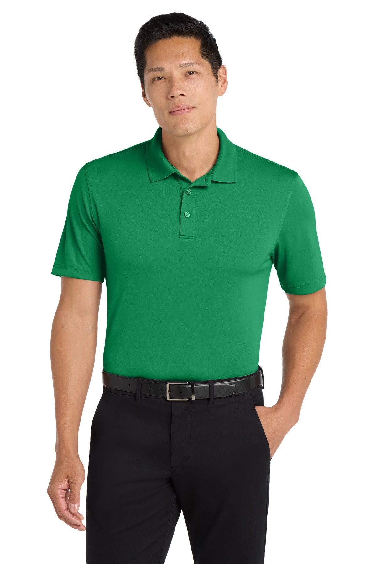 Custom Bright Kelly Green Dry Zone UV Micro-Mesh Polo K110, personalized by SanCanDo Swag in Argyle, TX
