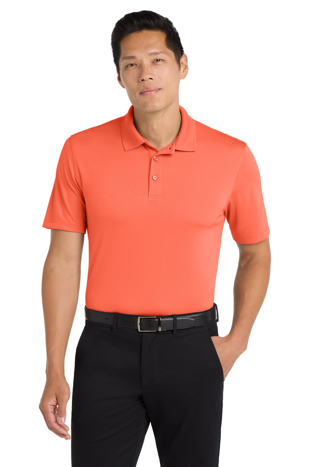 Custom Coral Splash Dry Zone UV Micro-Mesh Polo K110, personalized by SanCanDo Swag in Argyle, TX