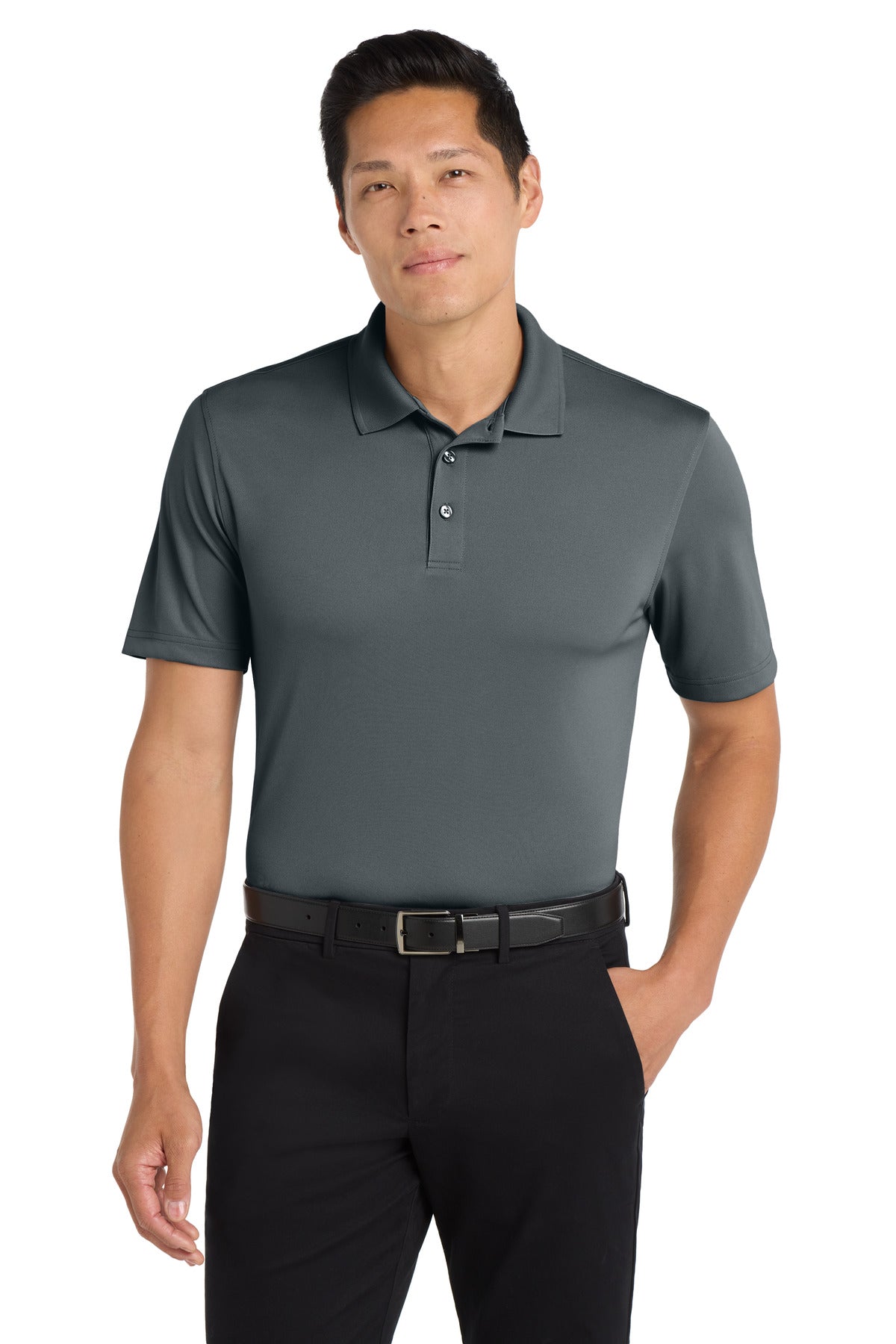 Custom Graphite Dry Zone UV Micro-Mesh Polo K110, personalized by SanCanDo Swag in Argyle, TX