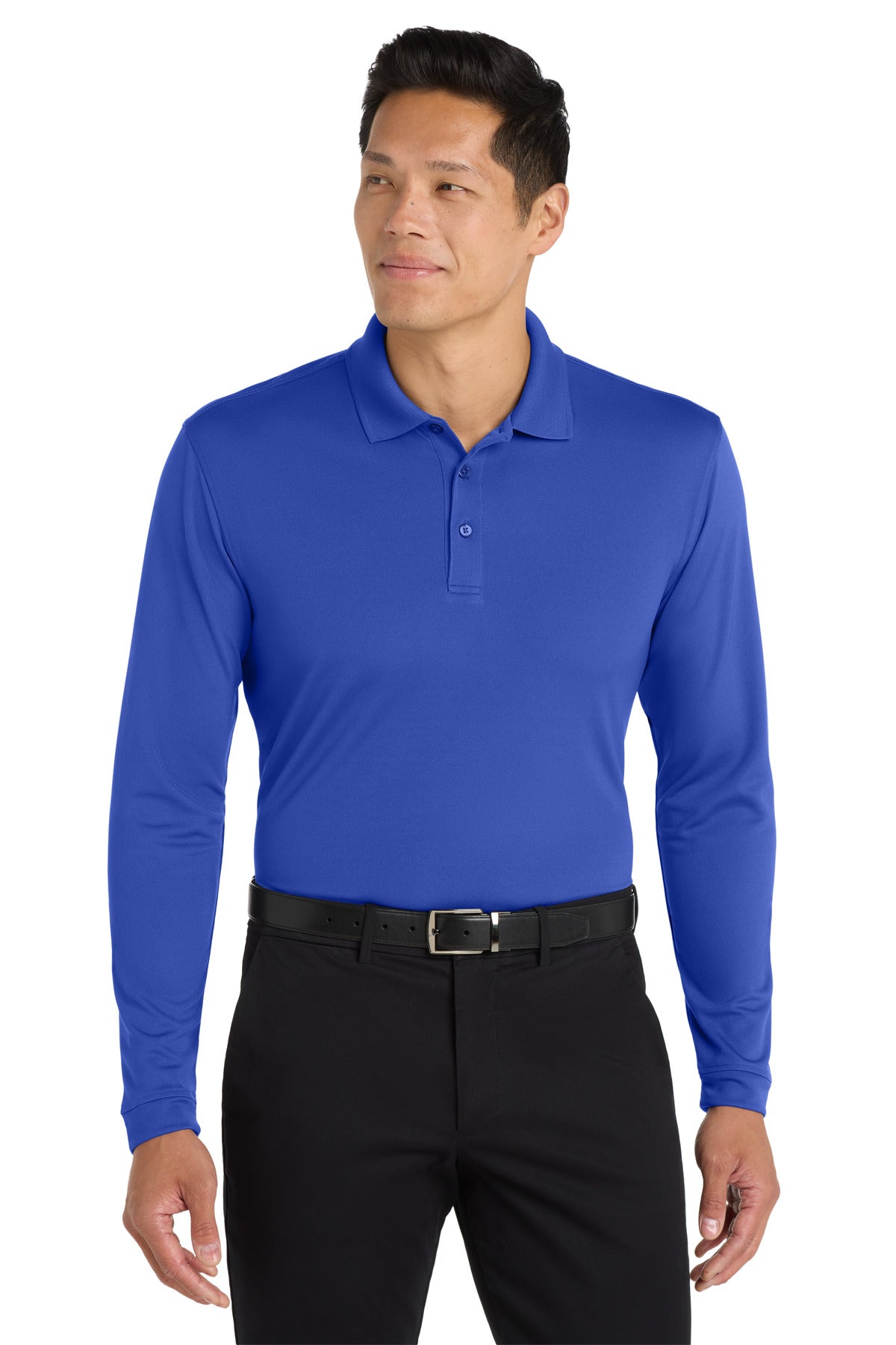 Custom True Royal Dry Zone UV Micro-Mesh Long Sleeve Polo K110LS, personalized by SanCanDo Swag in Argyle, TX