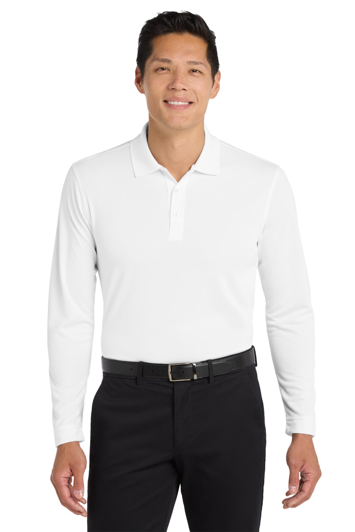 Custom White Dry Zone UV Micro-Mesh Long Sleeve Polo K110LS, personalized by SanCanDo Swag in Argyle, TX