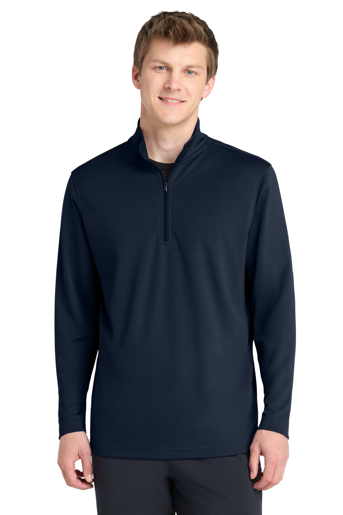 Custom River Blue Navy Dry Zone Micro-Mesh 1/4-Zip K112, personalized by SanCanDo Swag in Argyle, TX