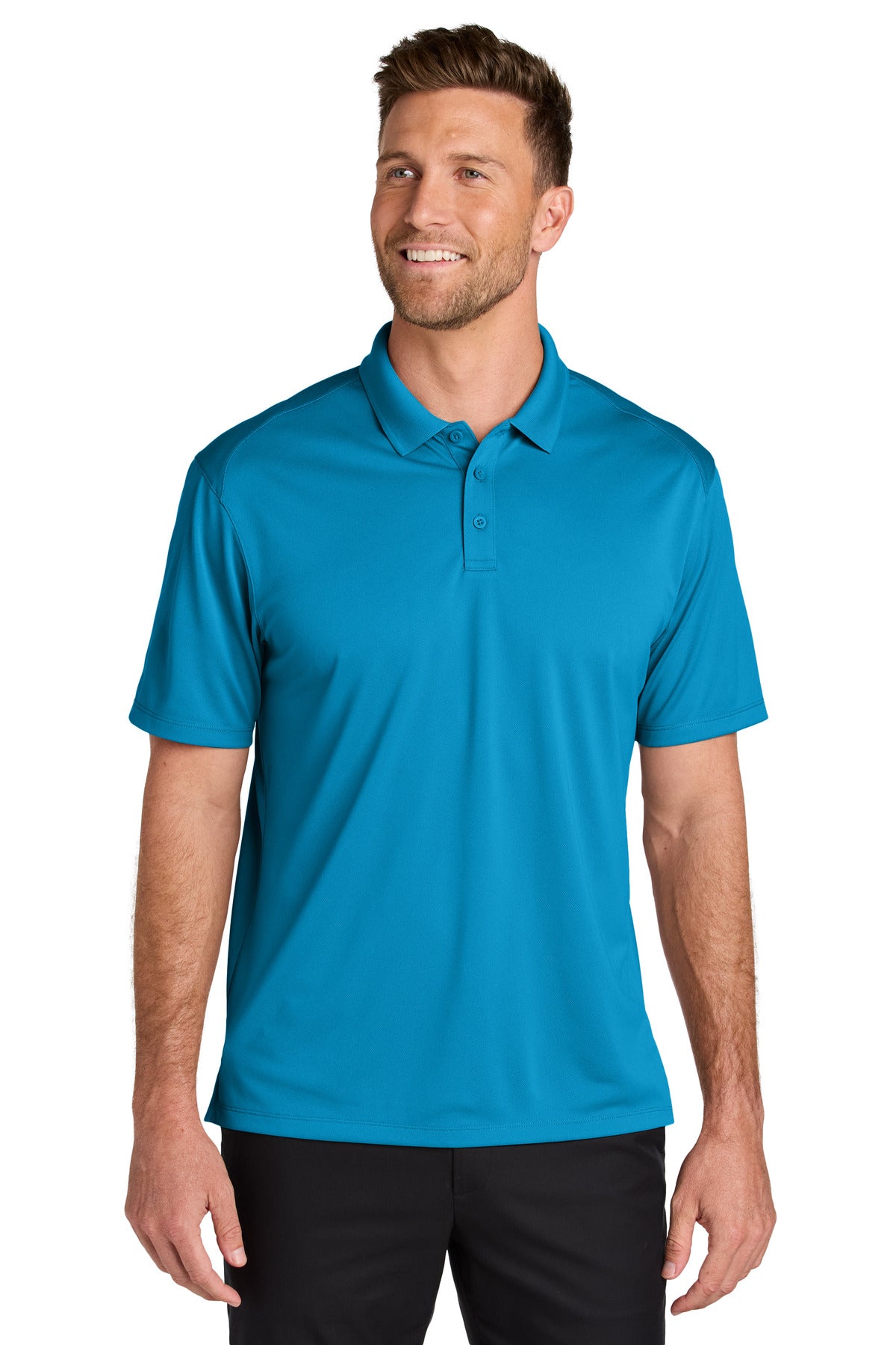 Custom Parcel Blue Wearever Performance Pique Polo K240, personalized by SanCanDo Swag in Argyle, TX