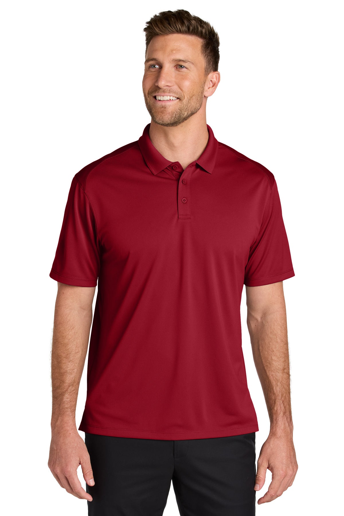 Custom Rich Red Wearever Performance Pique Polo K240, personalized by SanCanDo Swag in Argyle, TX