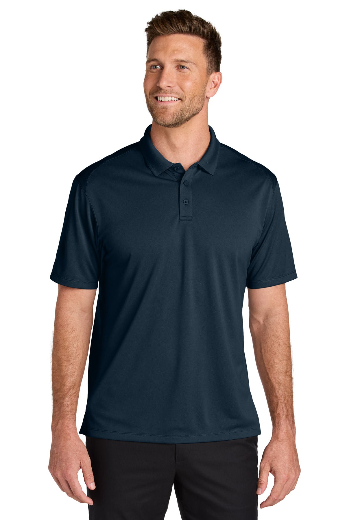 Custom River Blue Navy Wearever Performance Pique Polo K240, personalized by SanCanDo Swag in Argyle, TX