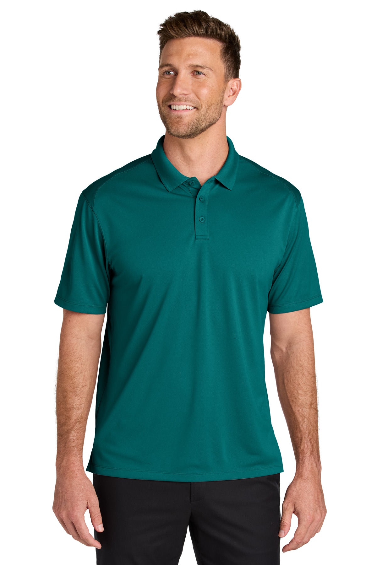 Custom Teal Green Wearever Performance Pique Polo K240, personalized by SanCanDo Swag in Argyle, TX