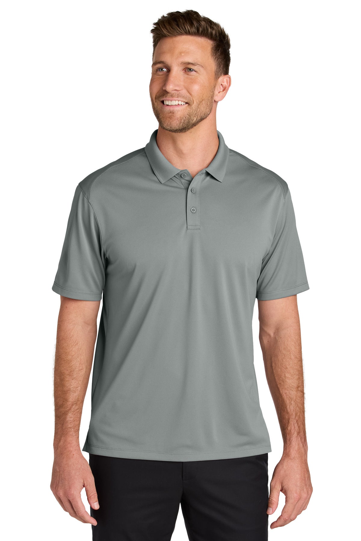 Custom Gusty Grey Wearever Performance Pique Polo K240, personalized by SanCanDo Swag in Argyle, TX