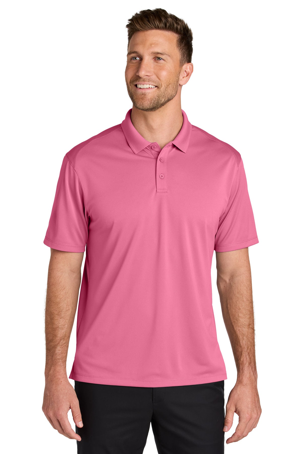 Custom Awareness Pink Wearever Performance Pique Polo K240, personalized by SanCanDo Swag in Argyle, TX
