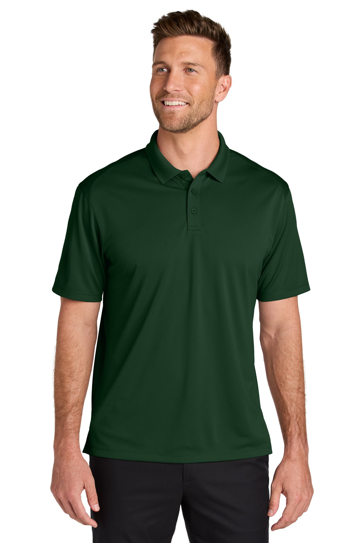 Custom Deep Forest Green Wearever Performance Pique Polo K240, personalized by SanCanDo Swag in Argyle, TX