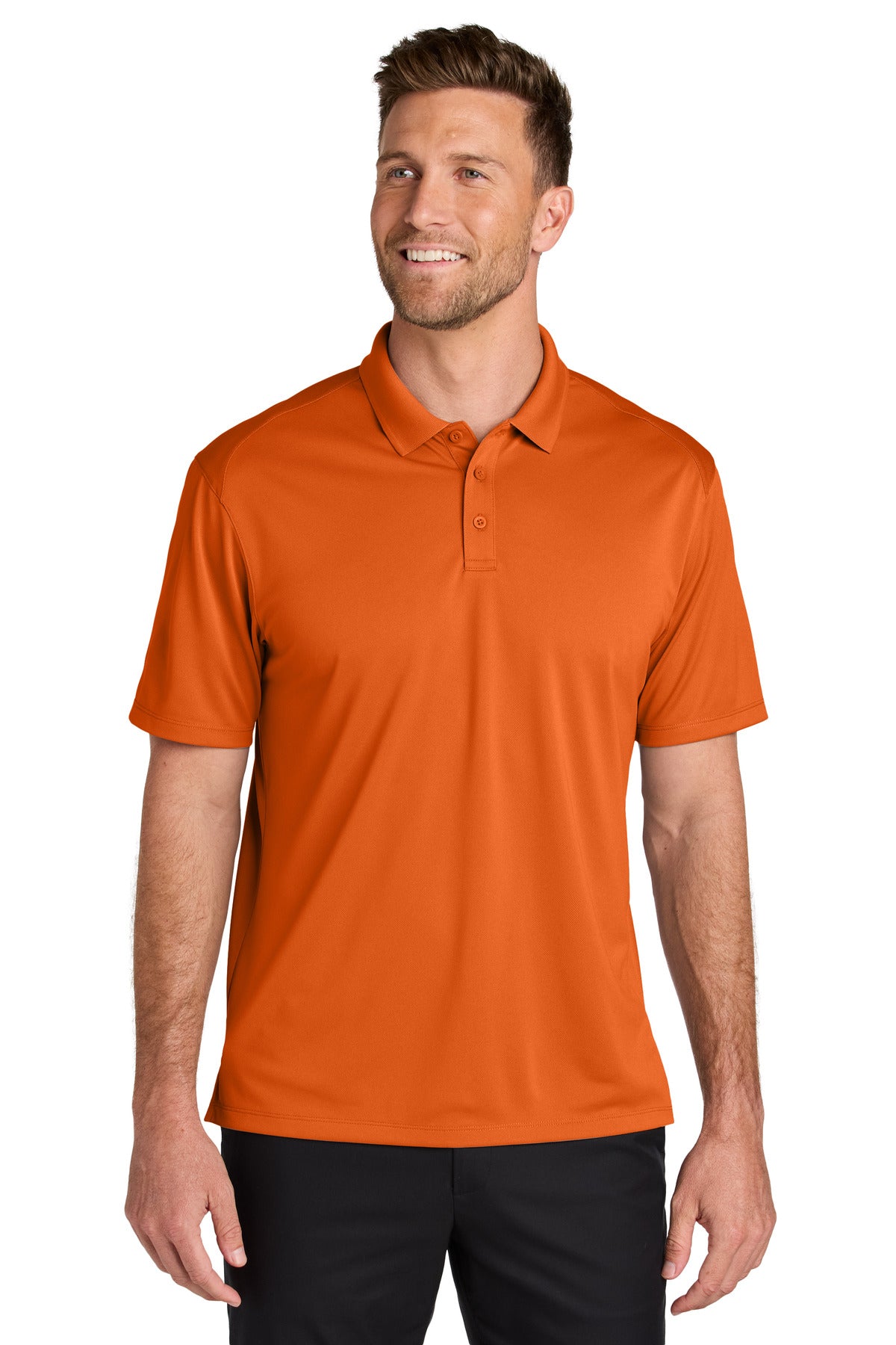 Custom Field Orange Wearever Performance Pique Polo K240, personalized by SanCanDo Swag in Argyle, TX