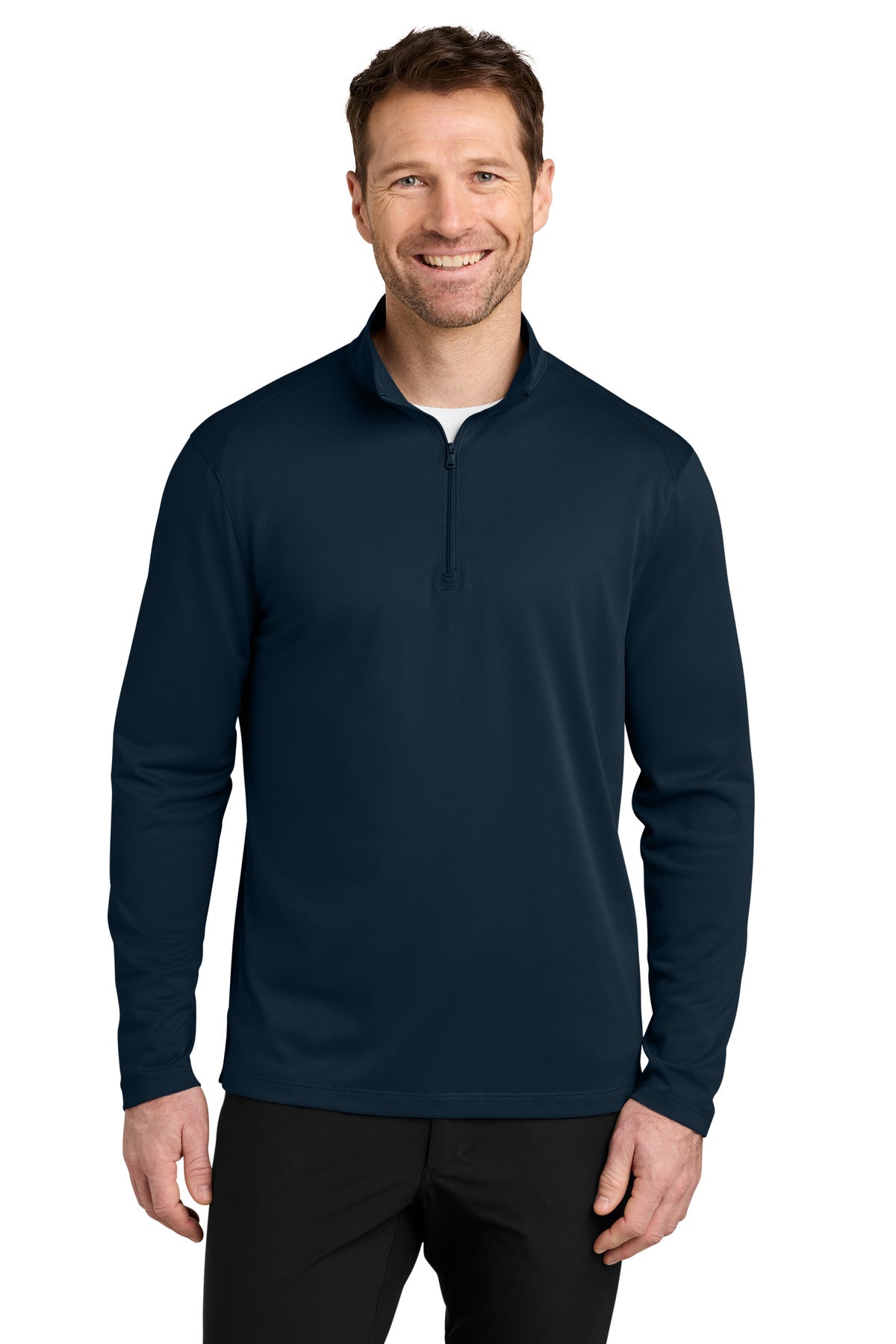 Custom River Blue Navy Wearever Performance Pique 1/4-Zip K241, personalized by SanCanDo Swag in Argyle, TX