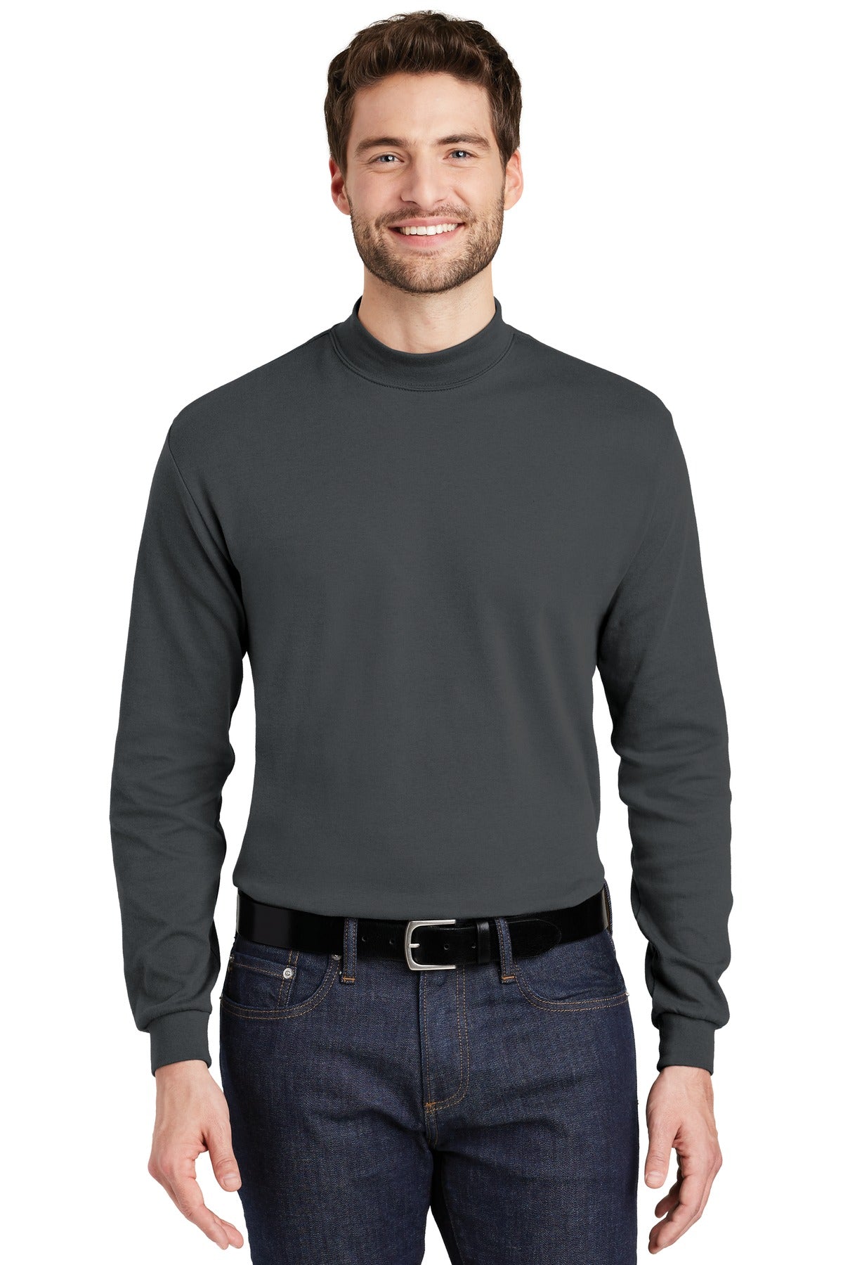 Custom Steel Grey Interlock Knit Mock Turtleneck K321, personalized by SanCanDo Swag in Argyle, TX