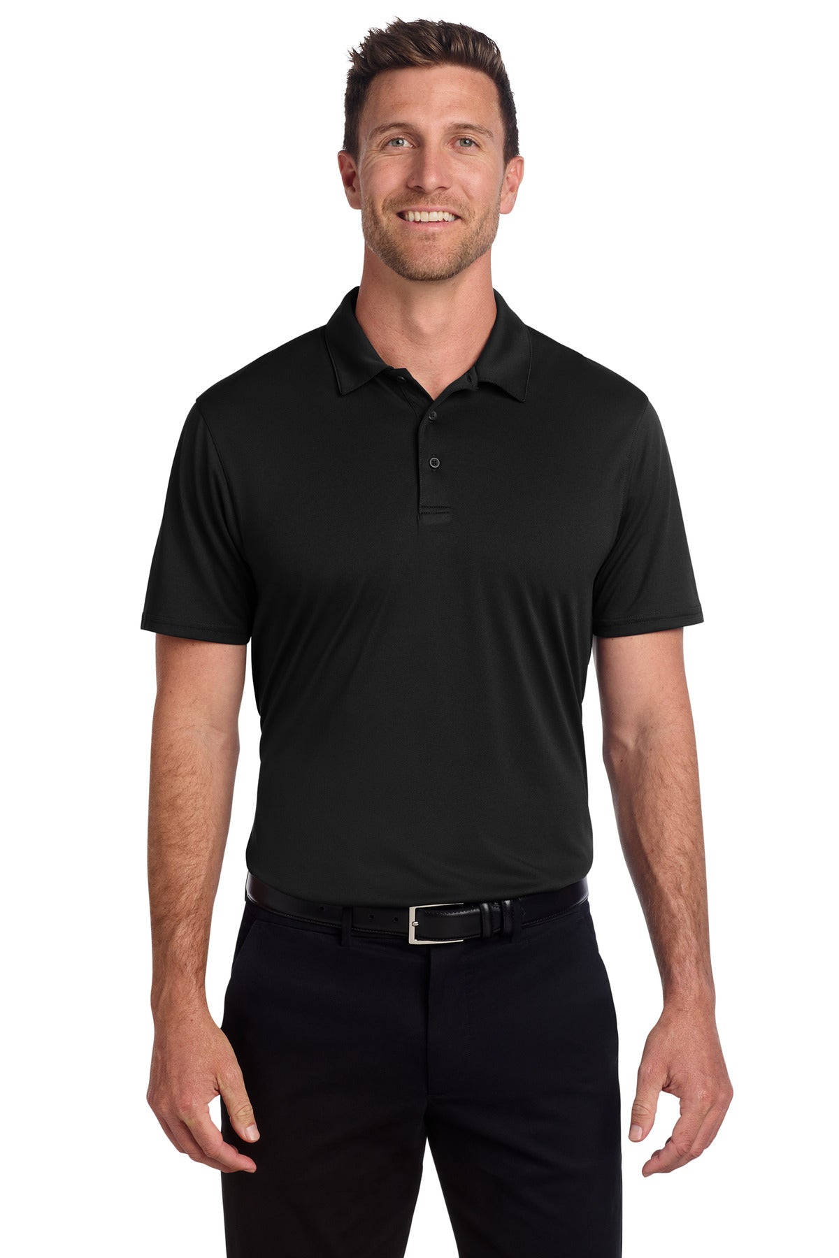 Custom Black Performance Staff Polo K398, personalized by SanCanDo Swag in Argyle, TX