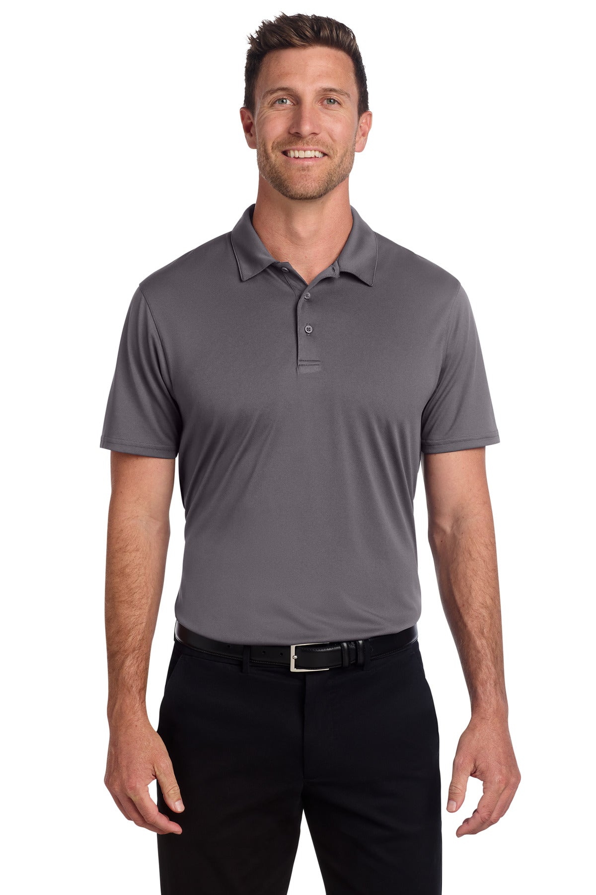 Custom Graphite Performance Staff Polo K398, personalized by SanCanDo Swag in Argyle, TX