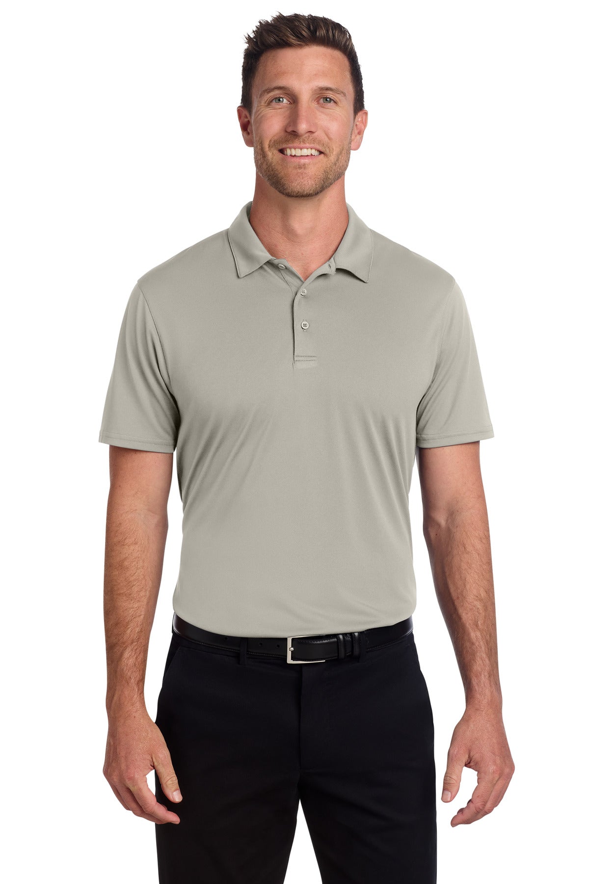 Custom Silver Performance Staff Polo K398, personalized by SanCanDo Swag in Argyle, TX