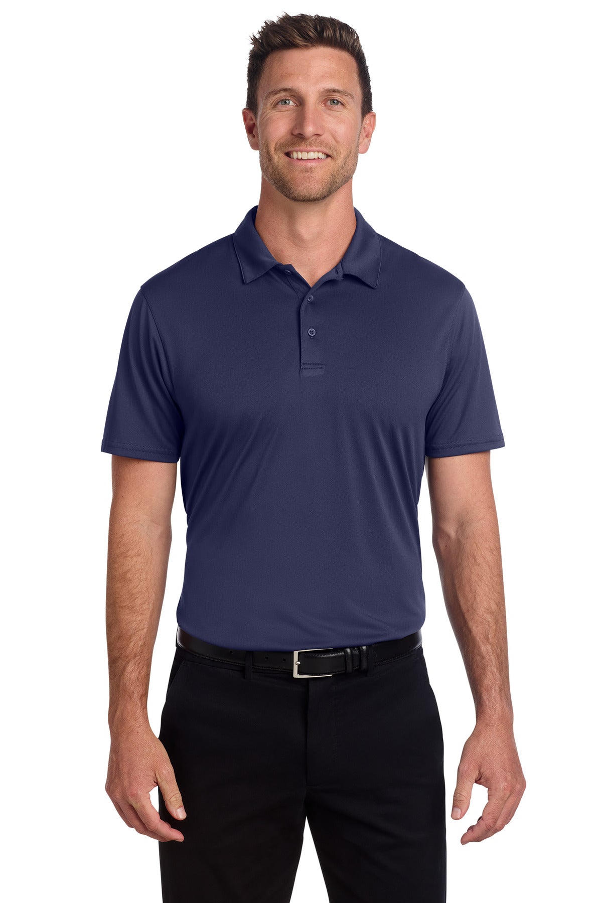 Custom True Navy Performance Staff Polo K398, personalized by SanCanDo Swag in Argyle, TX