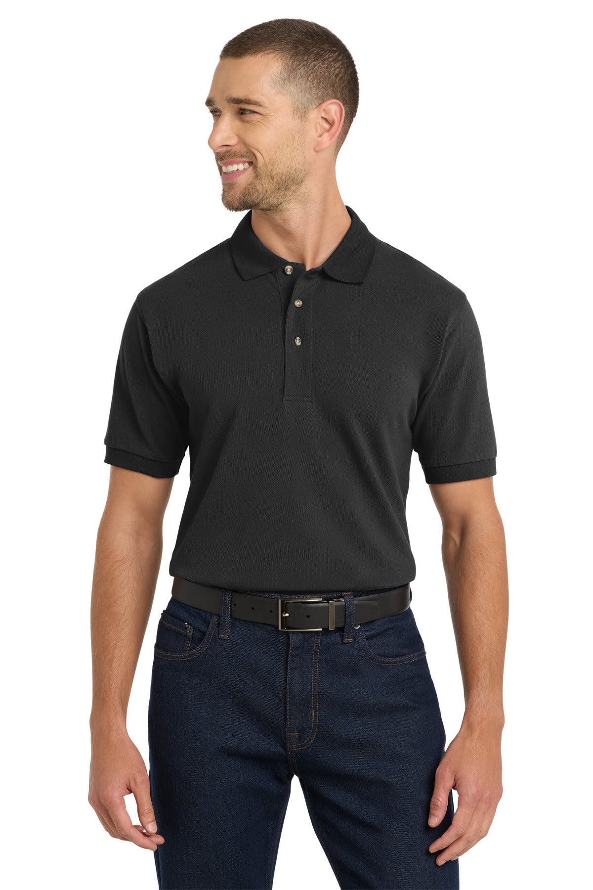 Custom Black Heavyweight Cotton Pique Polo K420, personalized by SanCanDo Swag in Argyle, TX