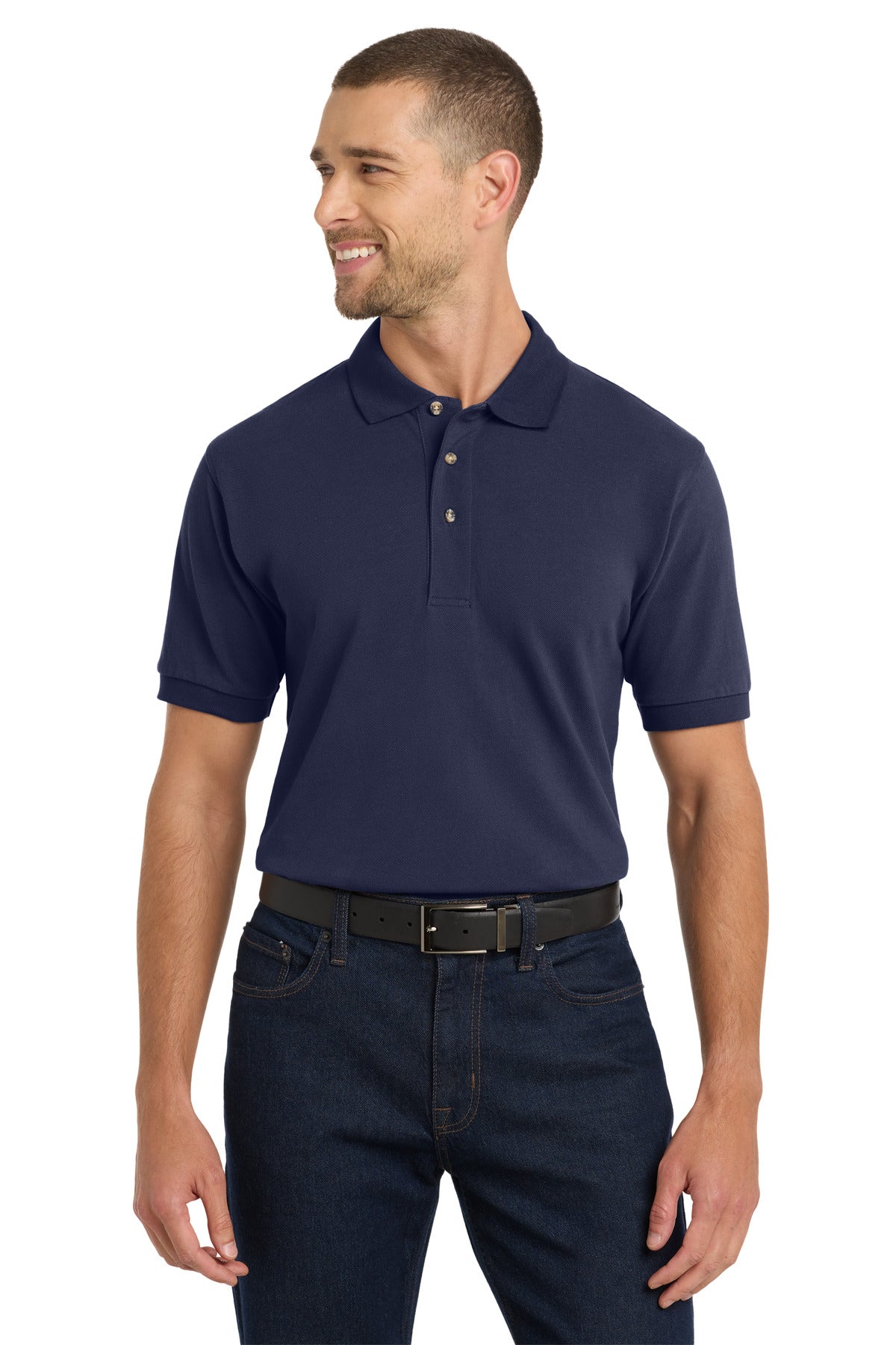 Custom Navy Heavyweight Cotton Pique Polo K420, personalized by SanCanDo Swag in Argyle, TX