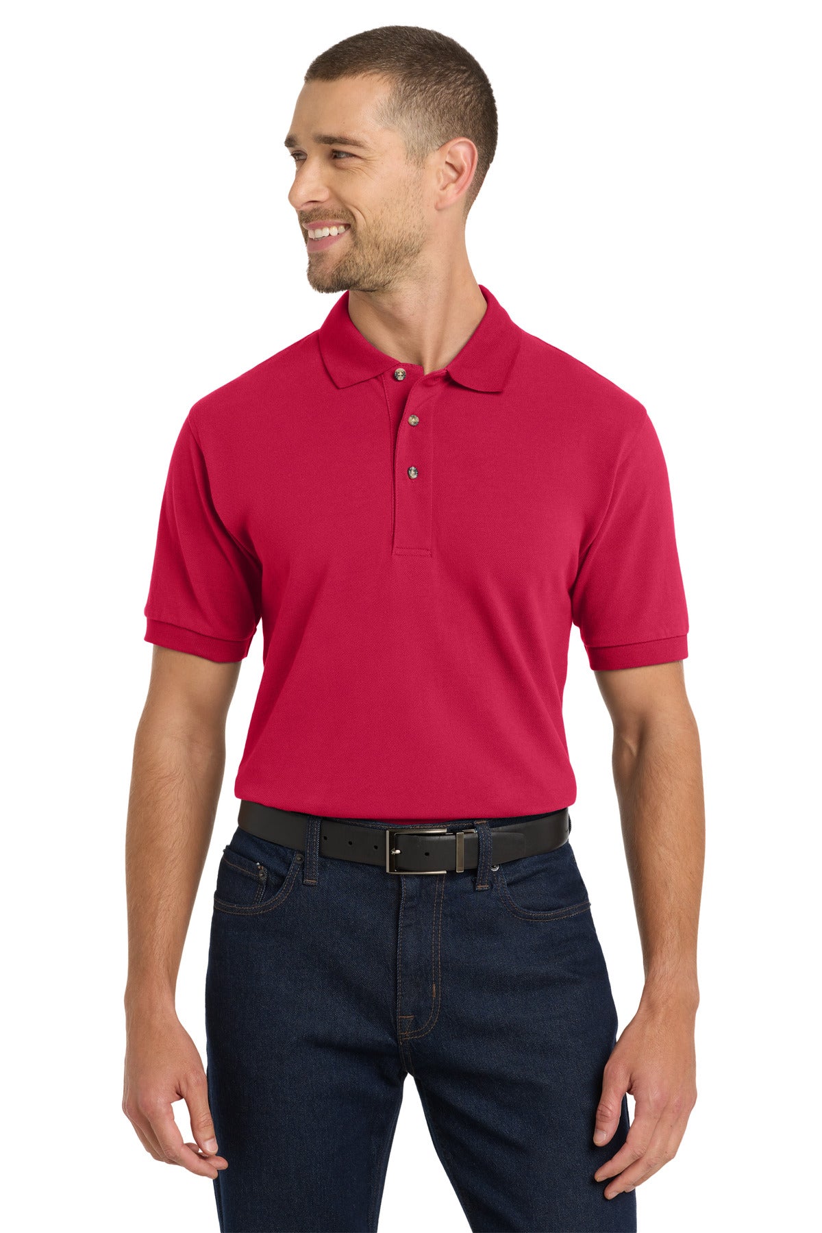 Custom Red Heavyweight Cotton Pique Polo K420, personalized by SanCanDo Swag in Argyle, TX