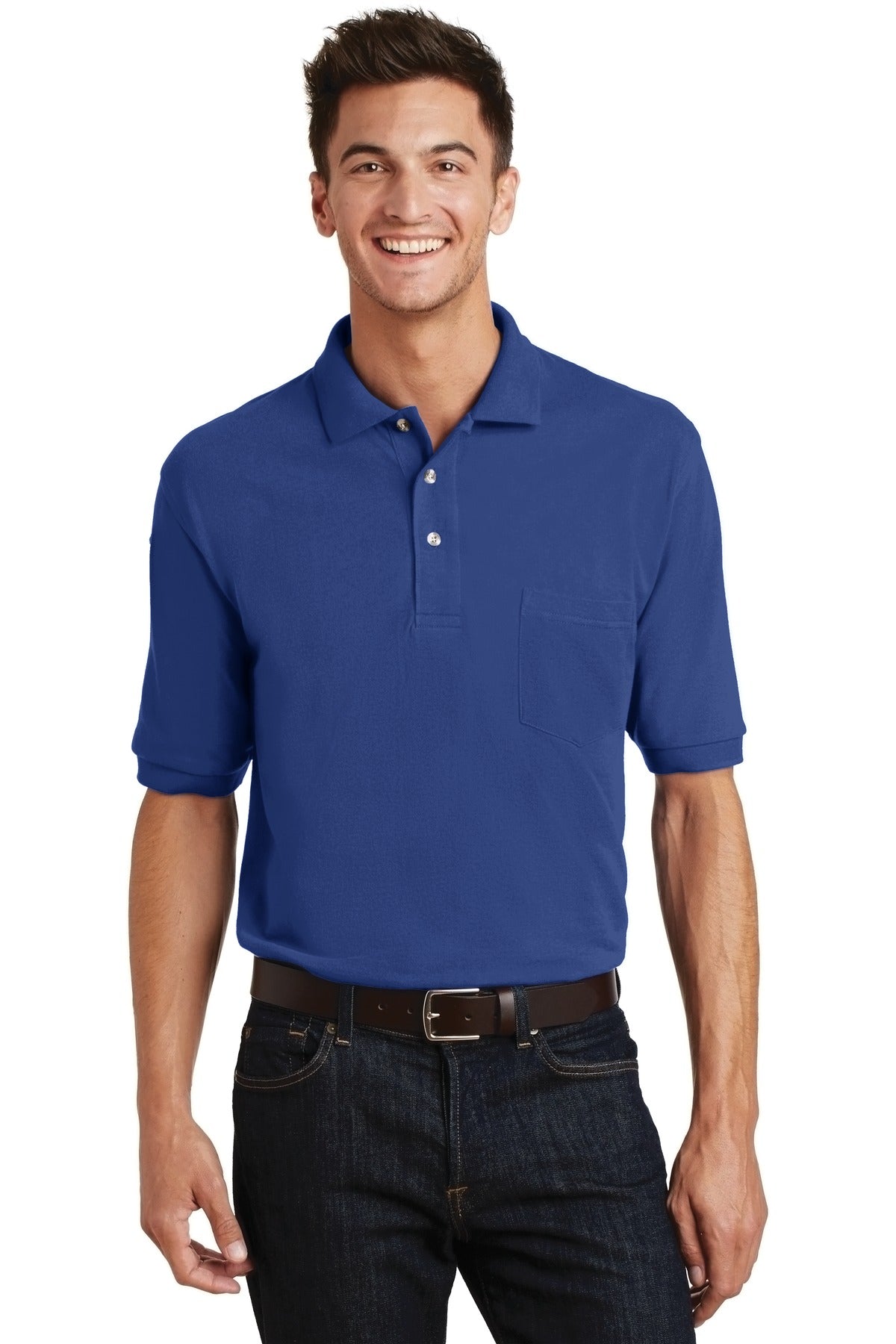 Custom Royal Cotton Pique Polo with Pocket K420P, personalized by SanCanDo Swag in Argyle, TX