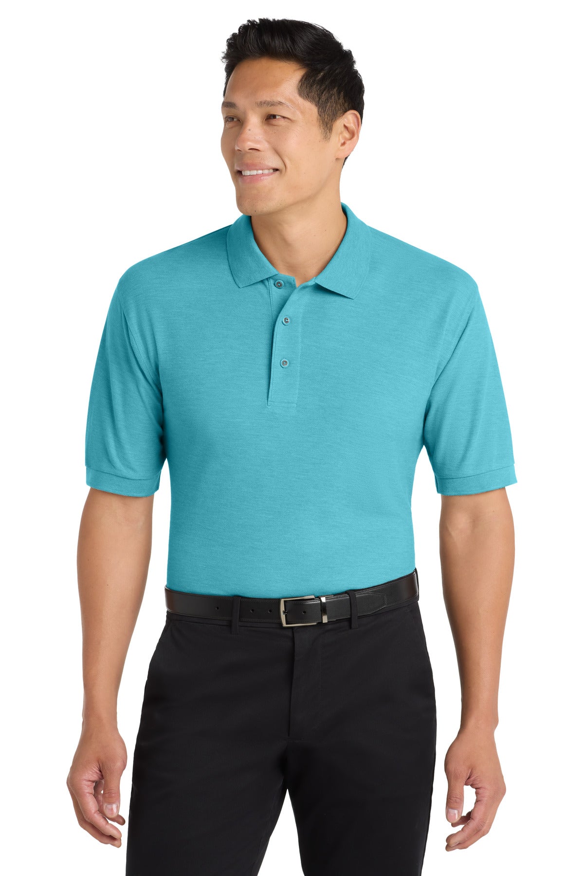 Custom Maui Blue Silk Touch Polo K500, personalized by SanCanDo Swag in Argyle, TX