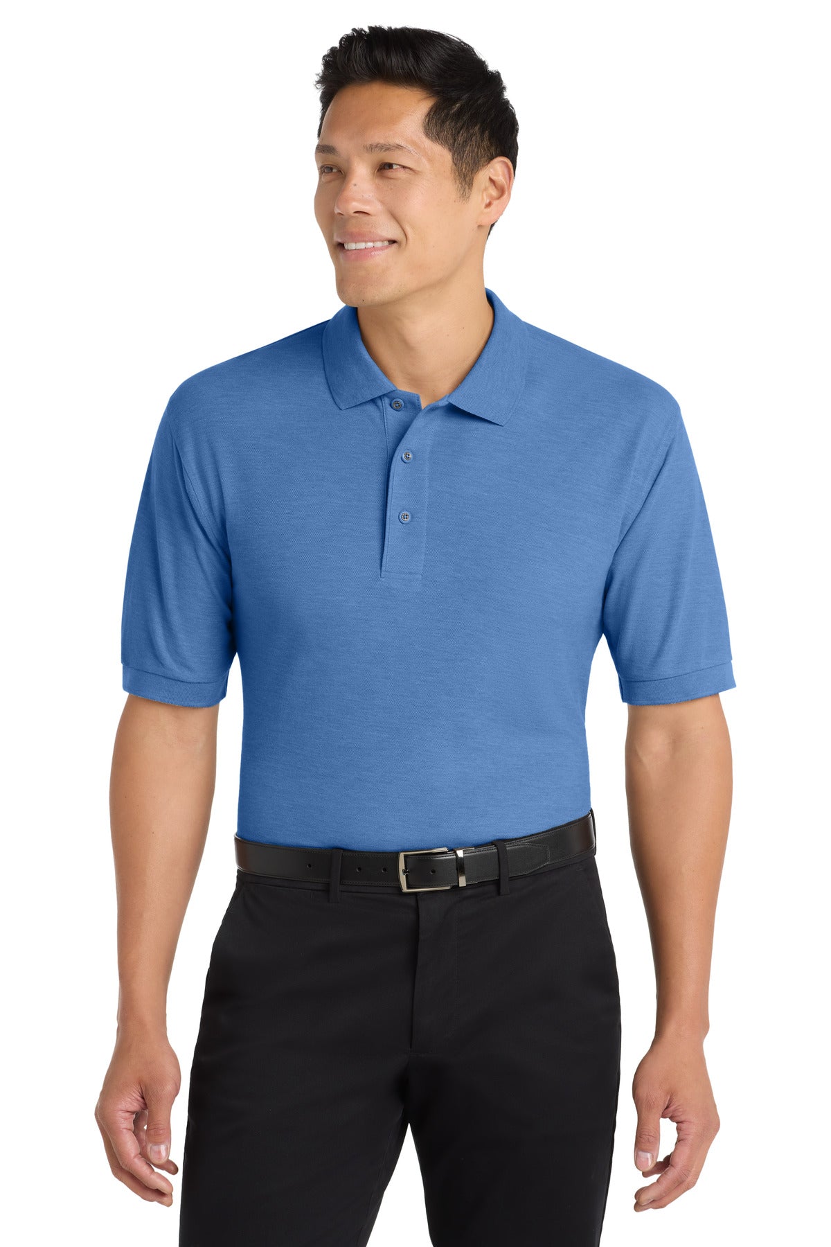 Custom Ultramarine Blue Extended Size Silk Touch Polo K500ES, personalized by SanCanDo Swag in Argyle, TX