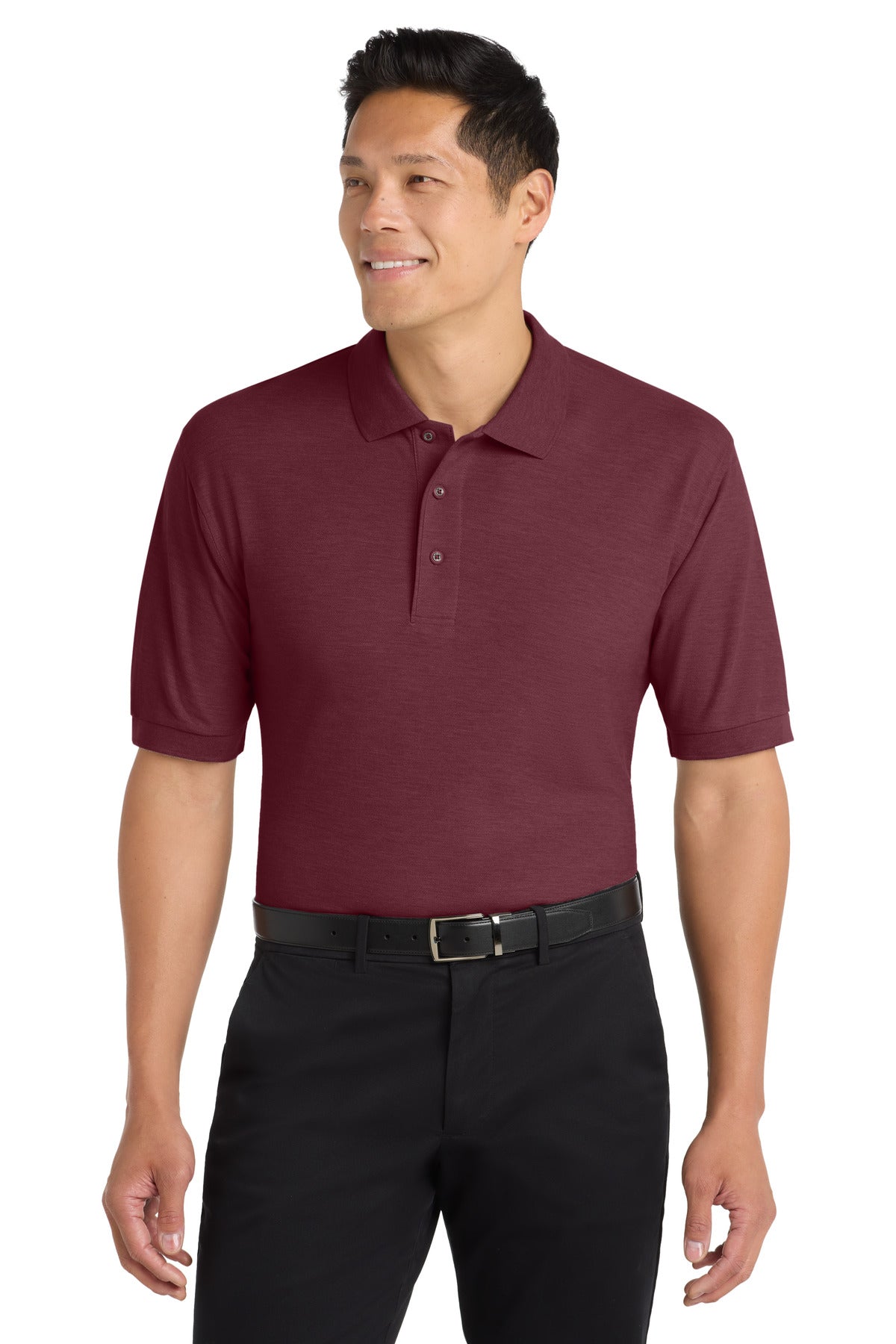 Custom Burgundy Extended Size Silk Touch Polo K500ES, personalized by SanCanDo Swag in Argyle, TX