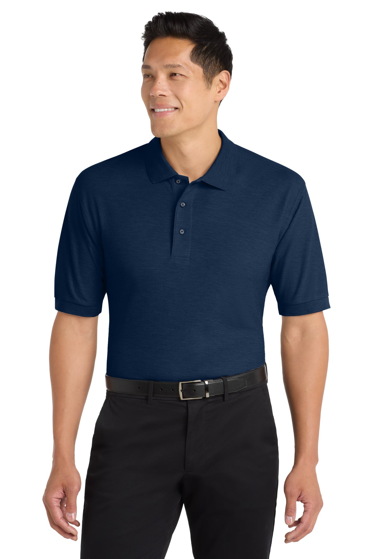 Custom Navy Extended Size Silk Touch Polo K500ES, personalized by SanCanDo Swag in Argyle, TX