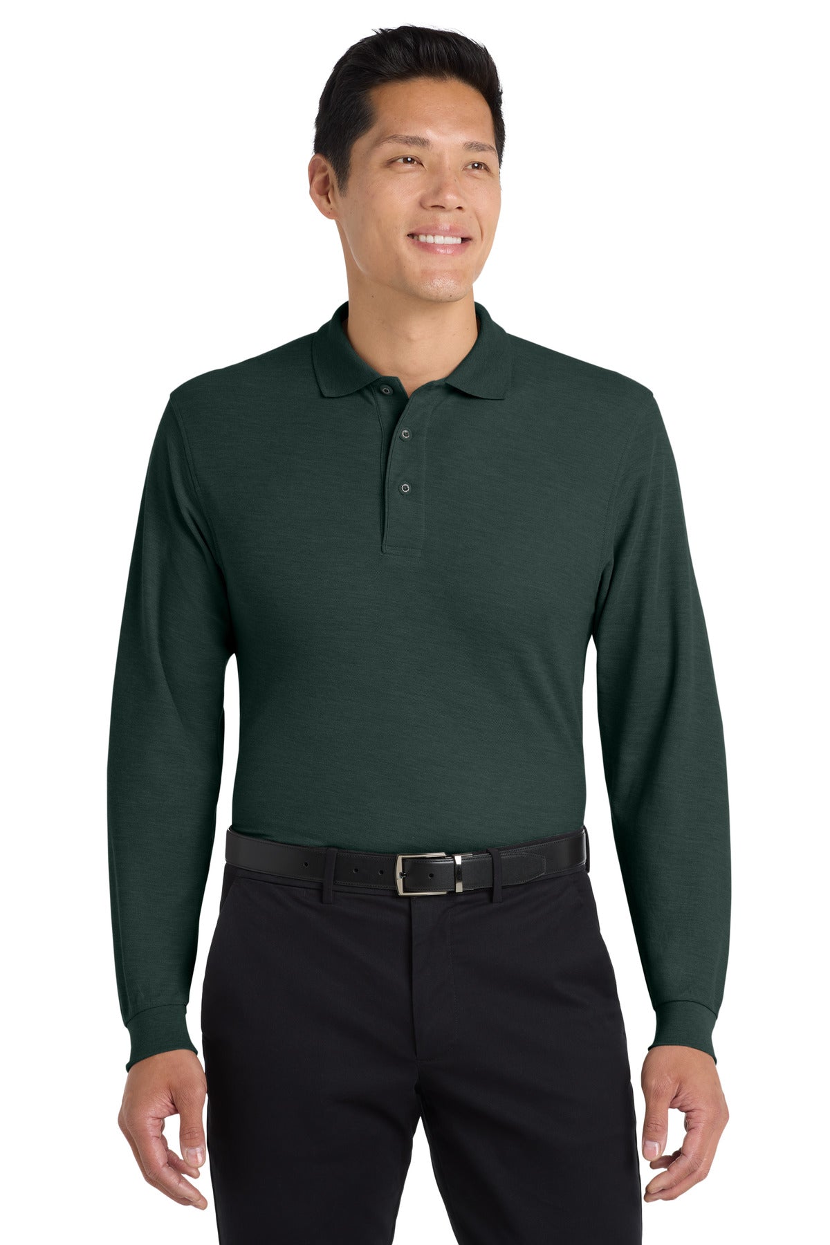 Custom Dark Green Silk Touch Long Sleeve Polo K500LS, personalized by SanCanDo Swag in Argyle, TX