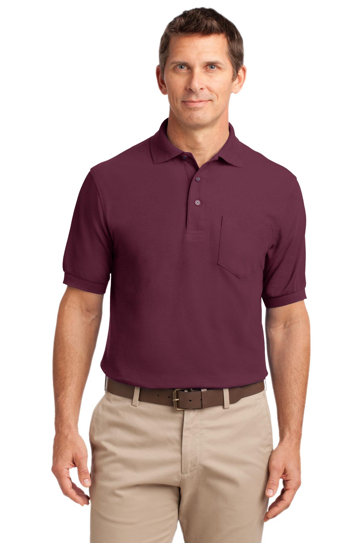 Custom Burgundy Silk Touch Polo with Pocket K500P, personalized by SanCanDo Swag in Argyle, TX