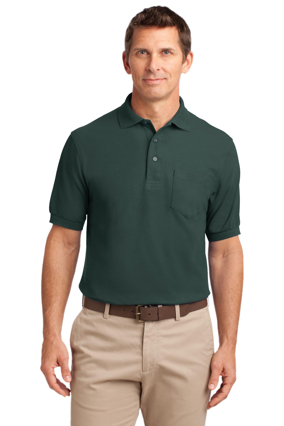 Custom Dark Green Silk Touch Polo with Pocket K500P, personalized by SanCanDo Swag in Argyle, TX