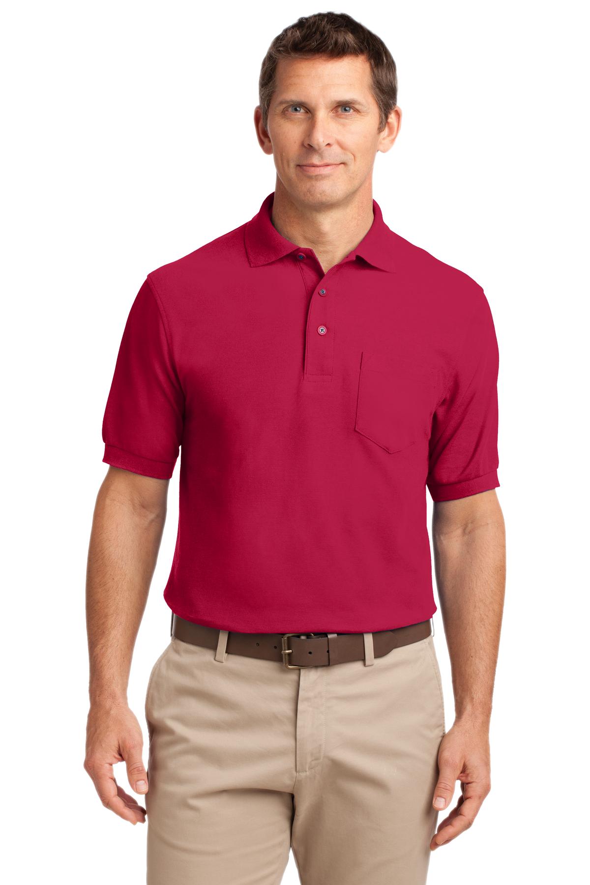 Custom Red Silk Touch Polo with Pocket K500P, personalized by SanCanDo Swag in Argyle, TX