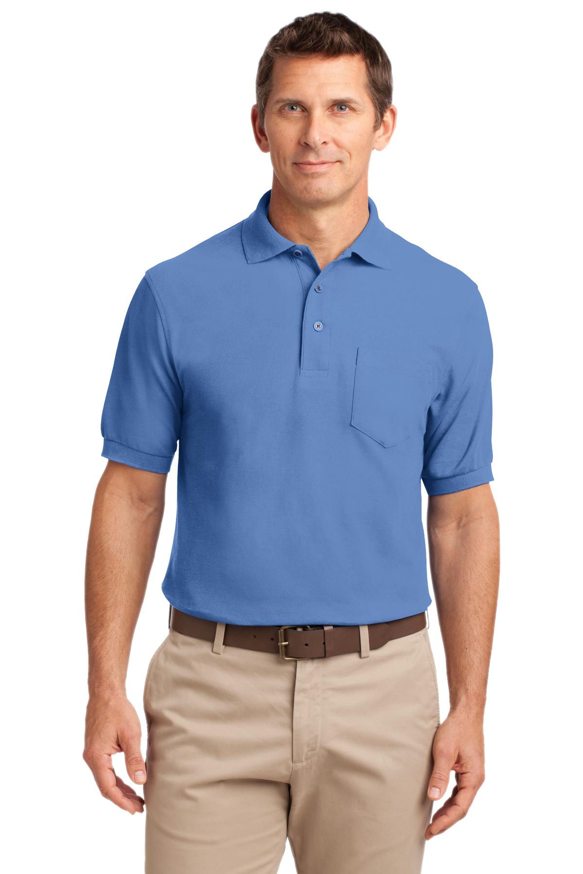 Custom Ultramarine Blue Silk Touch Polo with Pocket K500P, personalized by SanCanDo Swag in Argyle, TX