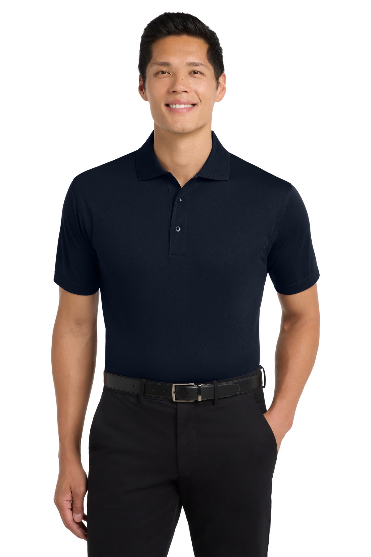 Custom Dark Navy Tech Pique Polo K527, personalized by SanCanDo Swag in Argyle, TX