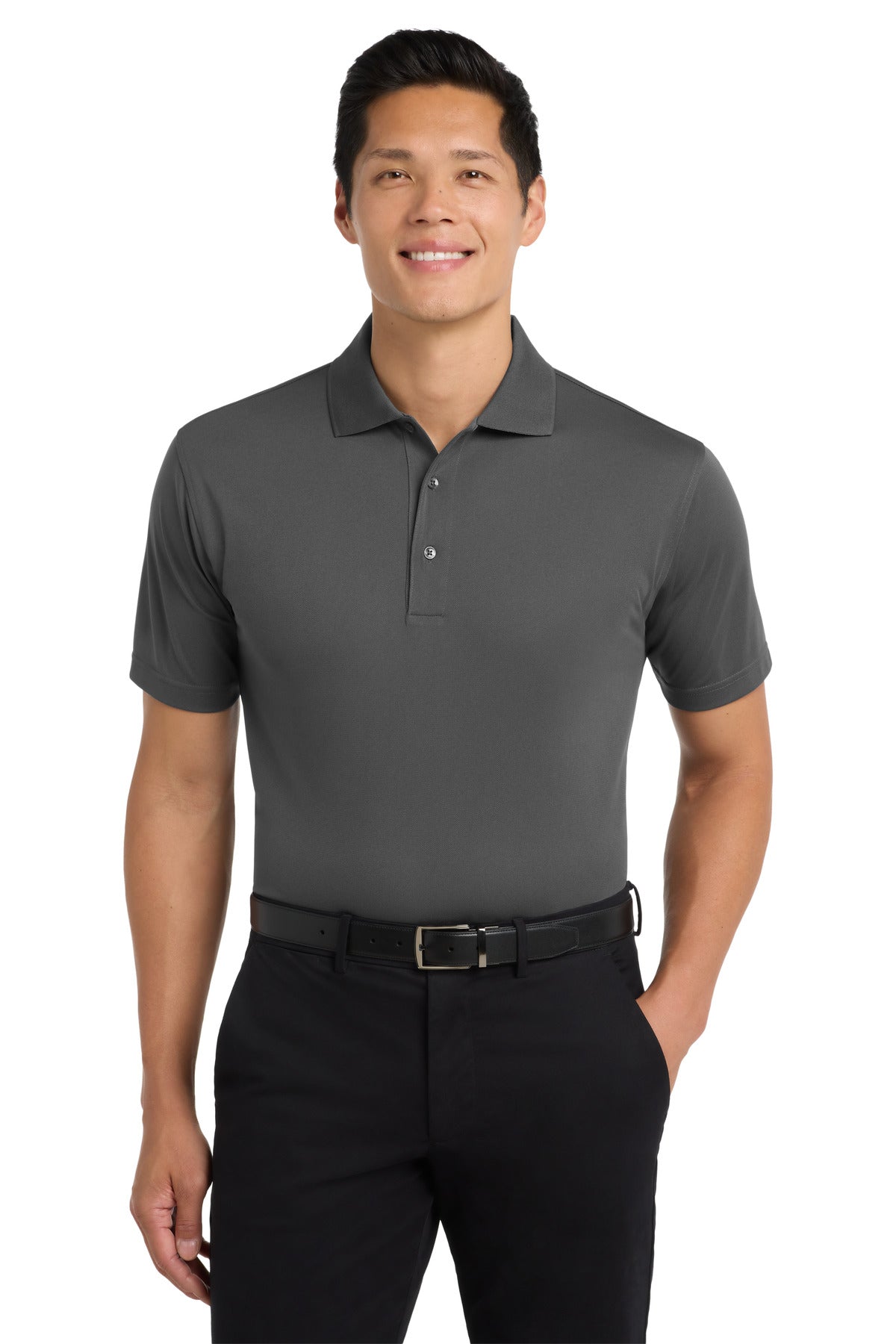 Custom Grey Smoke Tech Pique Polo K527, personalized by SanCanDo Swag in Argyle, TX