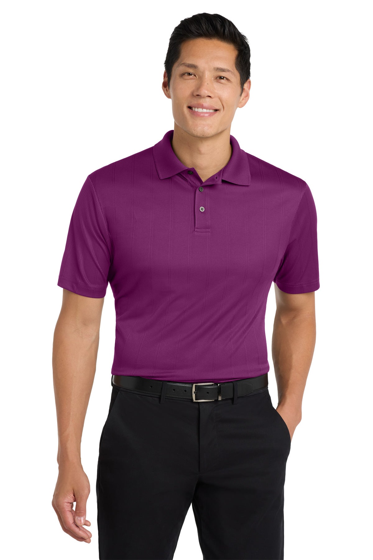 Custom Violet Purple Performance Fine Jacquard Polo K528, personalized by SanCanDo Swag in Argyle, TX