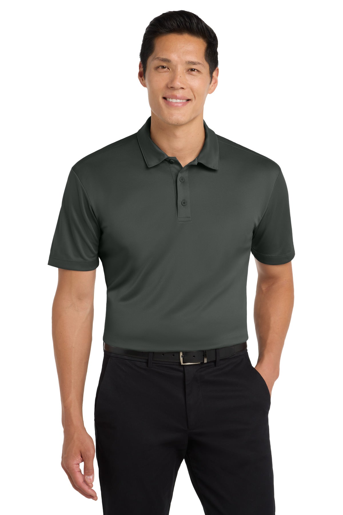 Custom Steel Grey Silk Touch Performance Polo K540, personalized by SanCanDo Swag in Argyle, TX