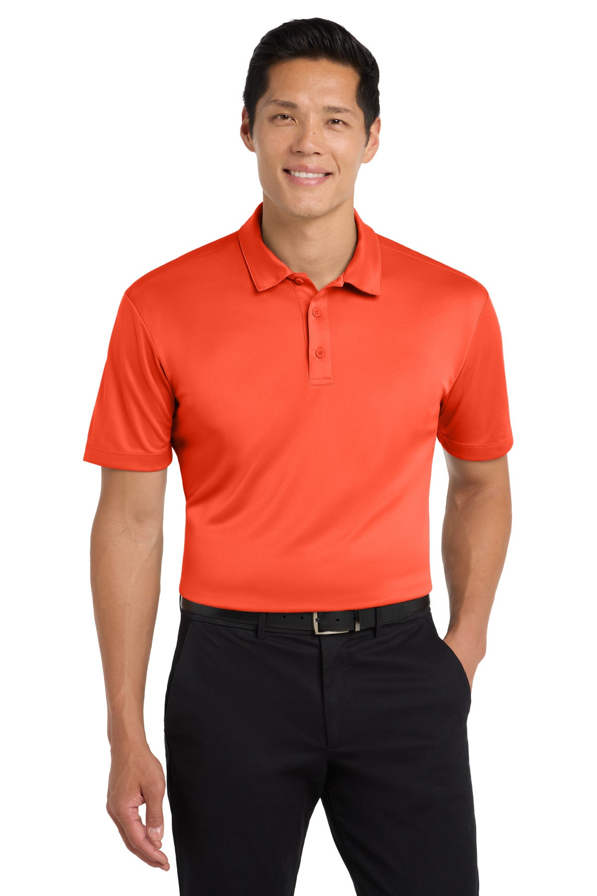 Custom Neon Orange Silk Touch Performance Polo K540, personalized by SanCanDo Swag in Argyle, TX