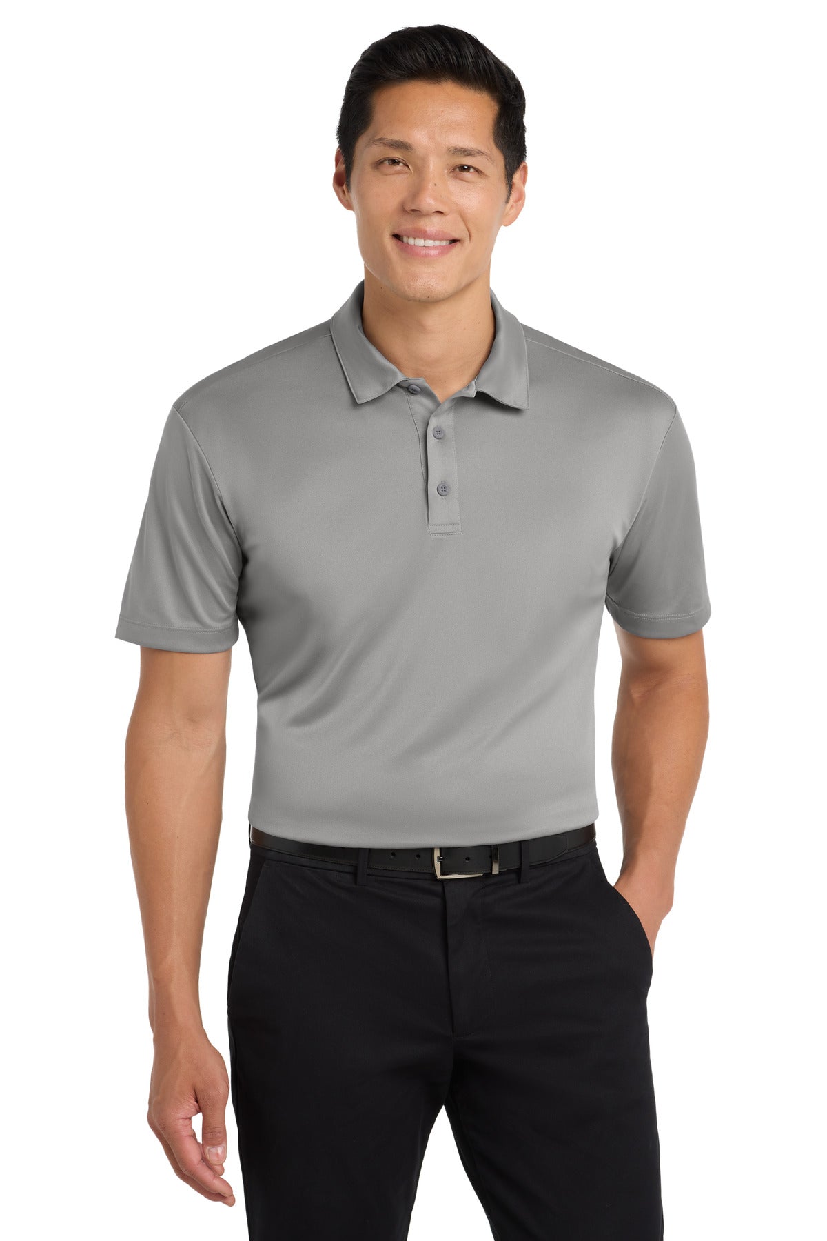 Custom Gusty Grey Silk Touch Performance Polo K540, personalized by SanCanDo Swag in Argyle, TX