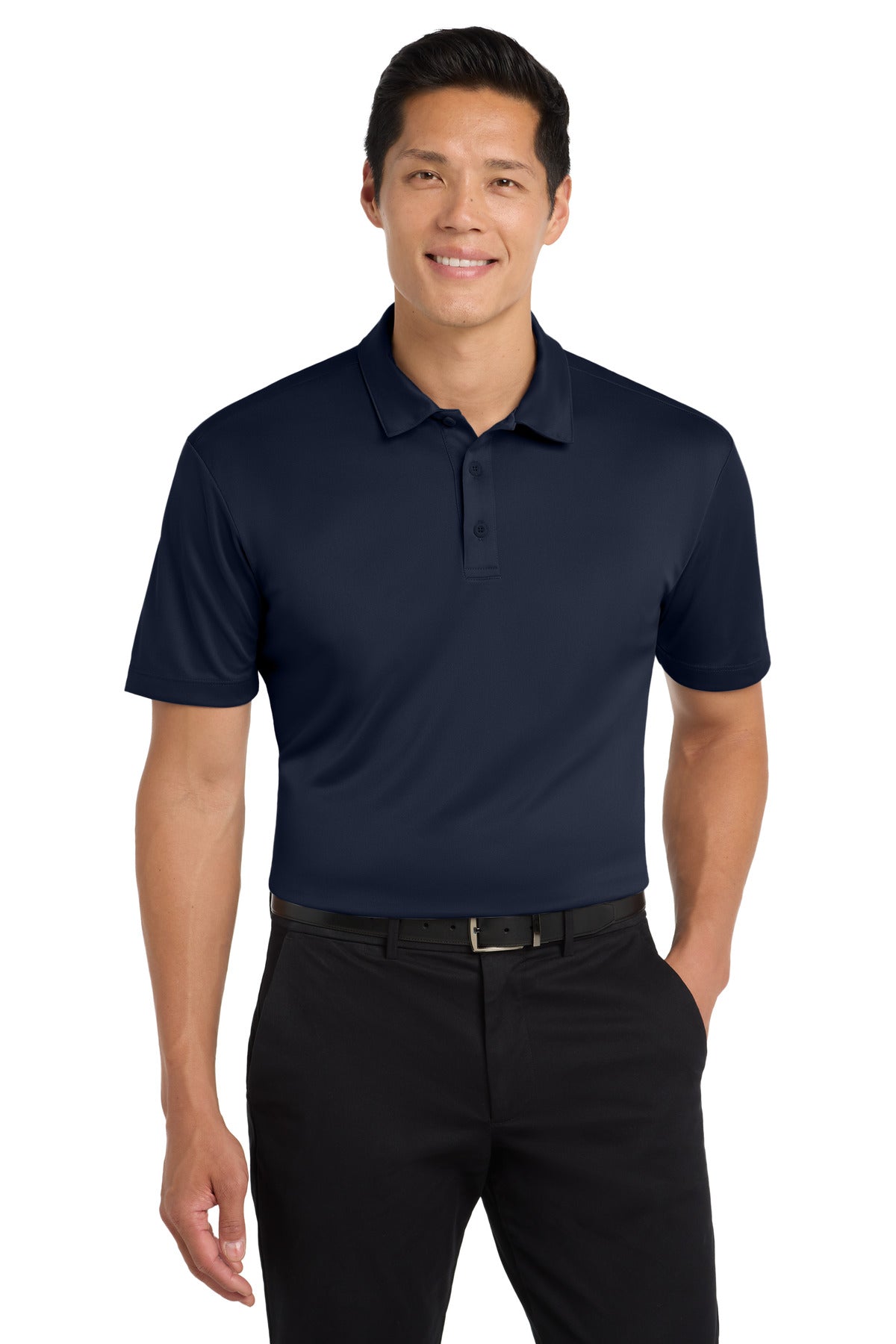 Custom Navy Silk Touch Performance Polo K540, personalized by SanCanDo Swag in Argyle, TX