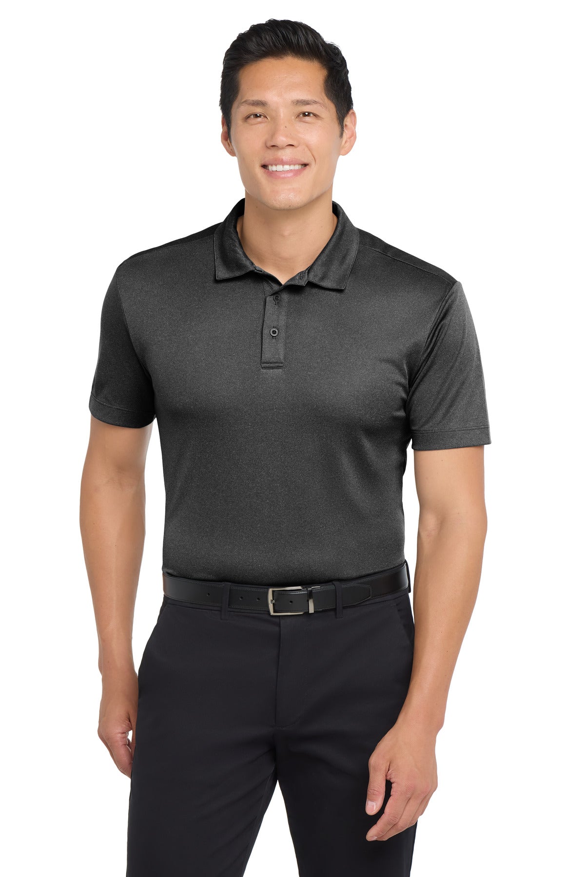 Custom Black Heather Heathered Silk Touch Performance Polo K542, personalized by SanCanDo Swag in Argyle, TX