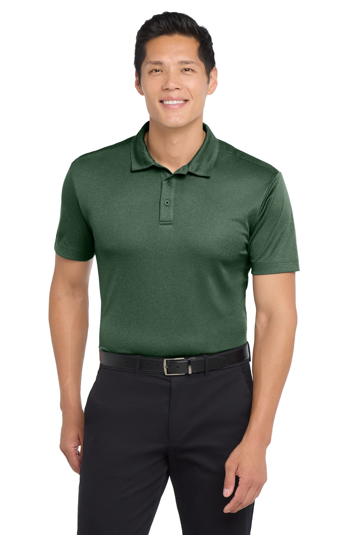 Custom Green Glen Heather Heathered Silk Touch Performance Polo K542, personalized by SanCanDo Swag in Argyle, TX
