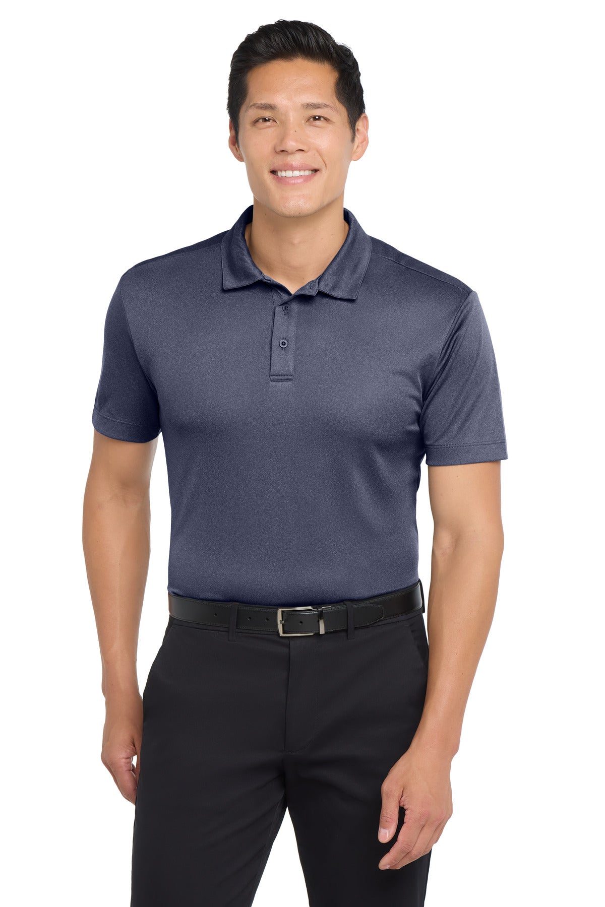 Custom Navy Heather Heathered Silk Touch Performance Polo K542, personalized by SanCanDo Swag in Argyle, TX