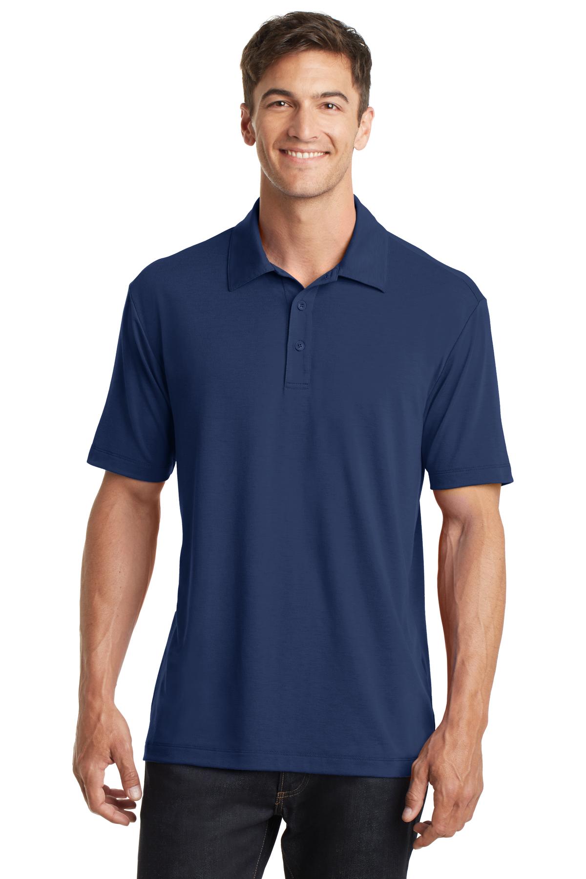 Custom Estate Blue Cotton Touch Performance Polo K568, personalized by SanCanDo Swag in Argyle, TX